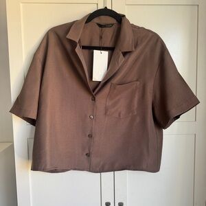 Zara cropped button down shirt